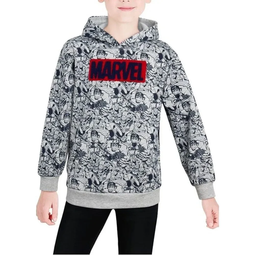 Marvel Legends Boy's Size XL(16)‎ Youth Pullover Hoodie Sweatshirt Gray & Navy